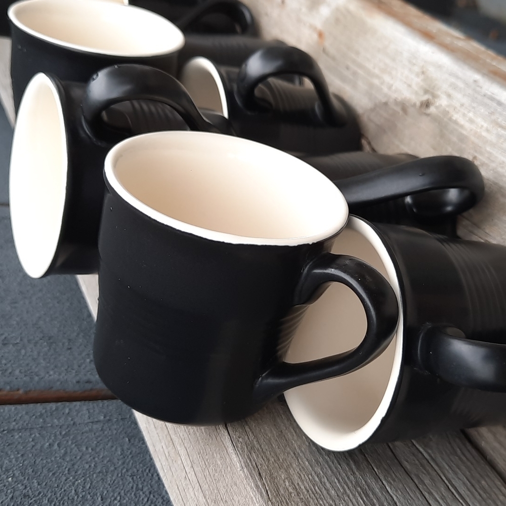 Set of 8 Matte Black Mann Stoneware 4oz. Espresso Cups - Picture 1 of 7